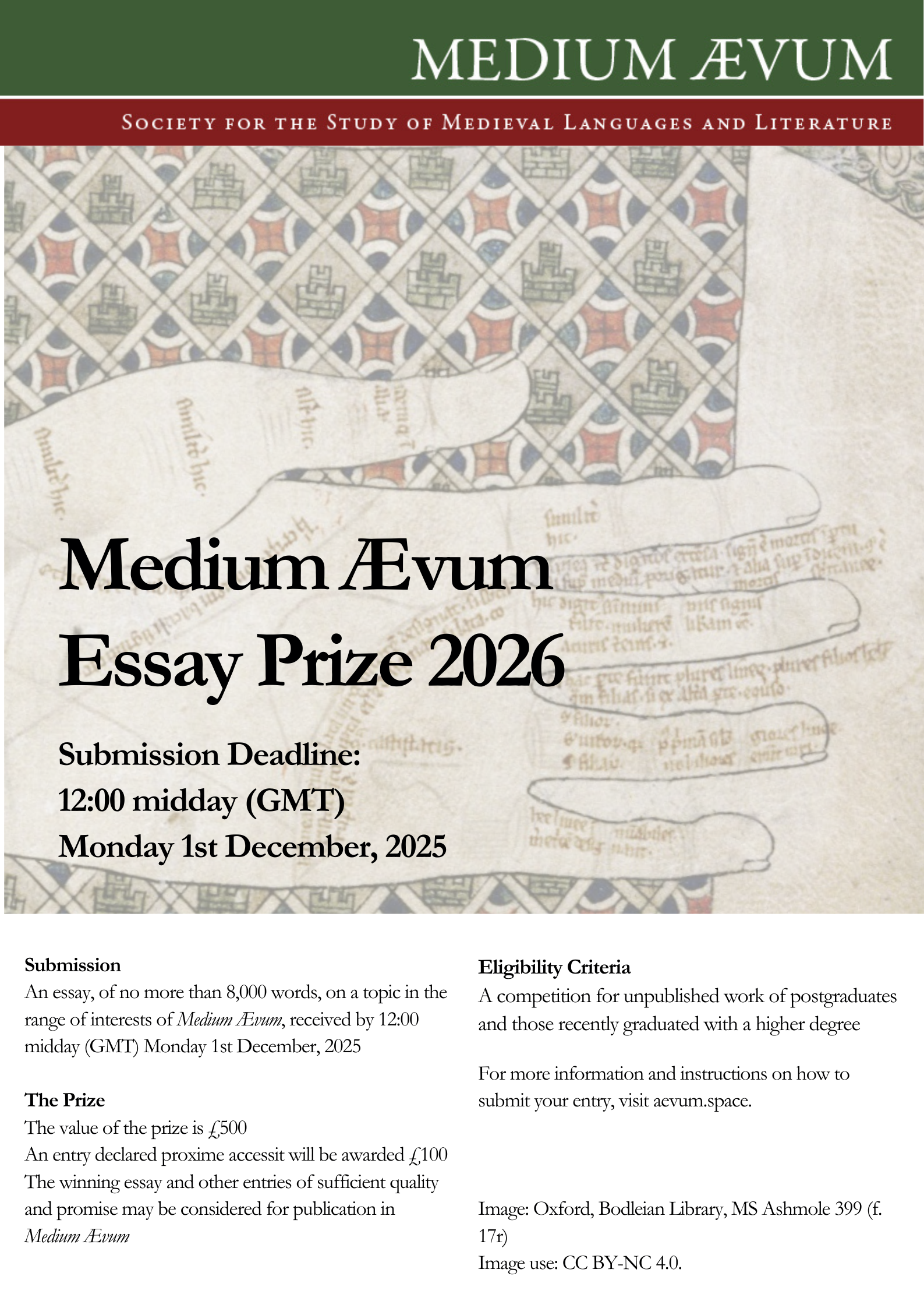 Medium Aevum Essay Prize 2026 Flyer